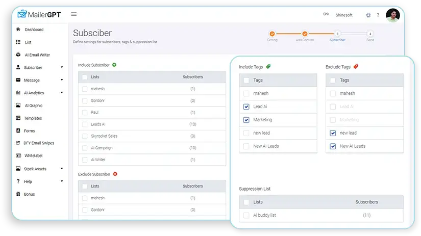 MailerGPT Review - ChatGPT Powered Email Marketing Suite mailergpt tagging feature