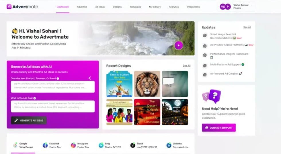 advertmate dashboard